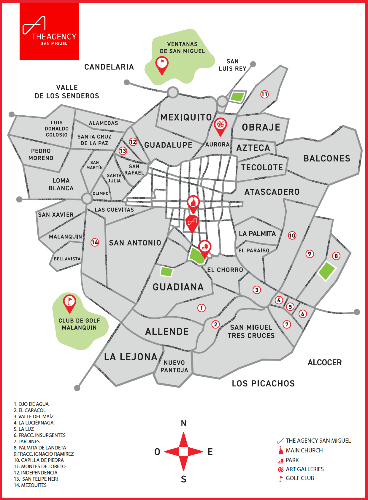 San Miguel de Allende Neighborhood Map