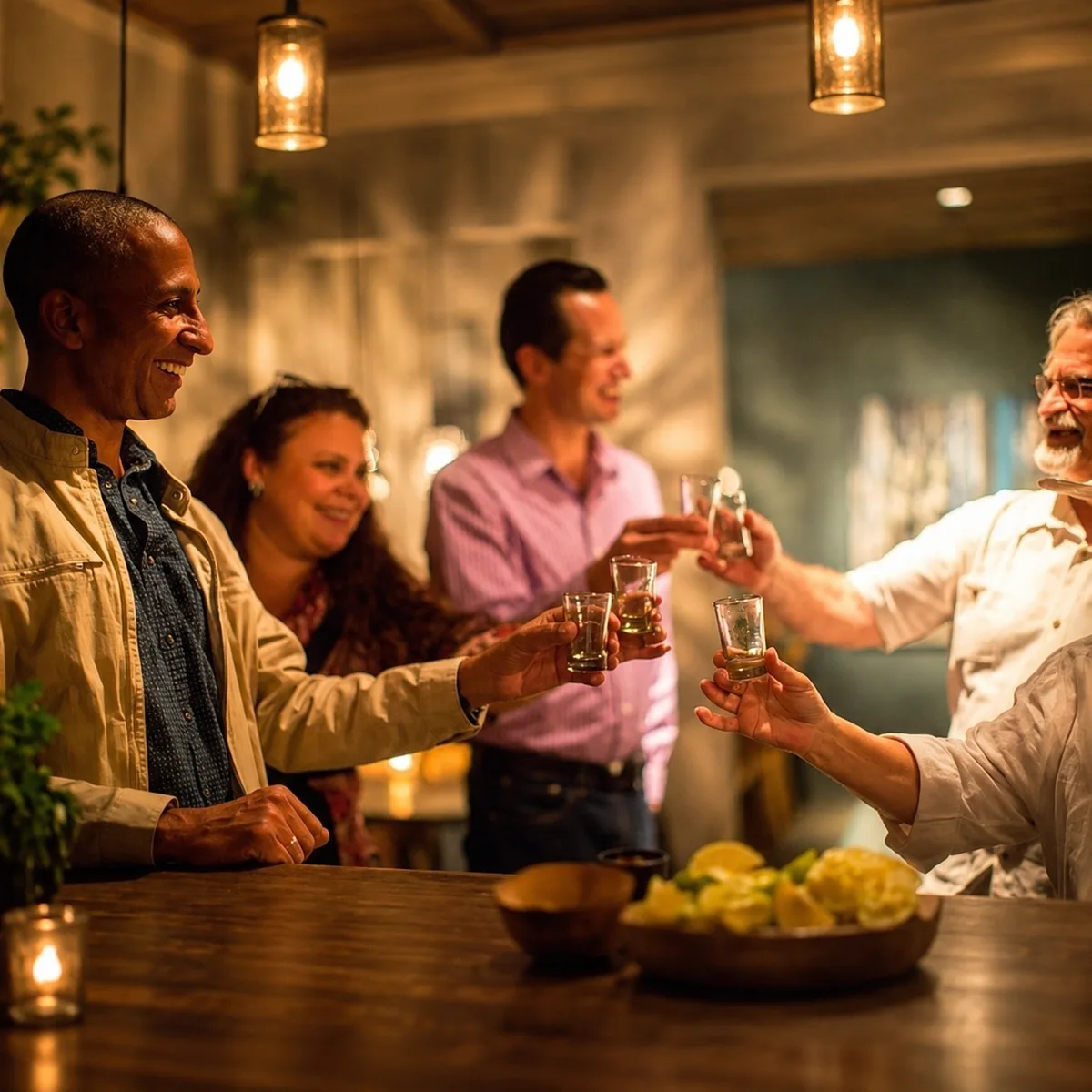 Friends gathered over dinner in San Miguel de Allende
