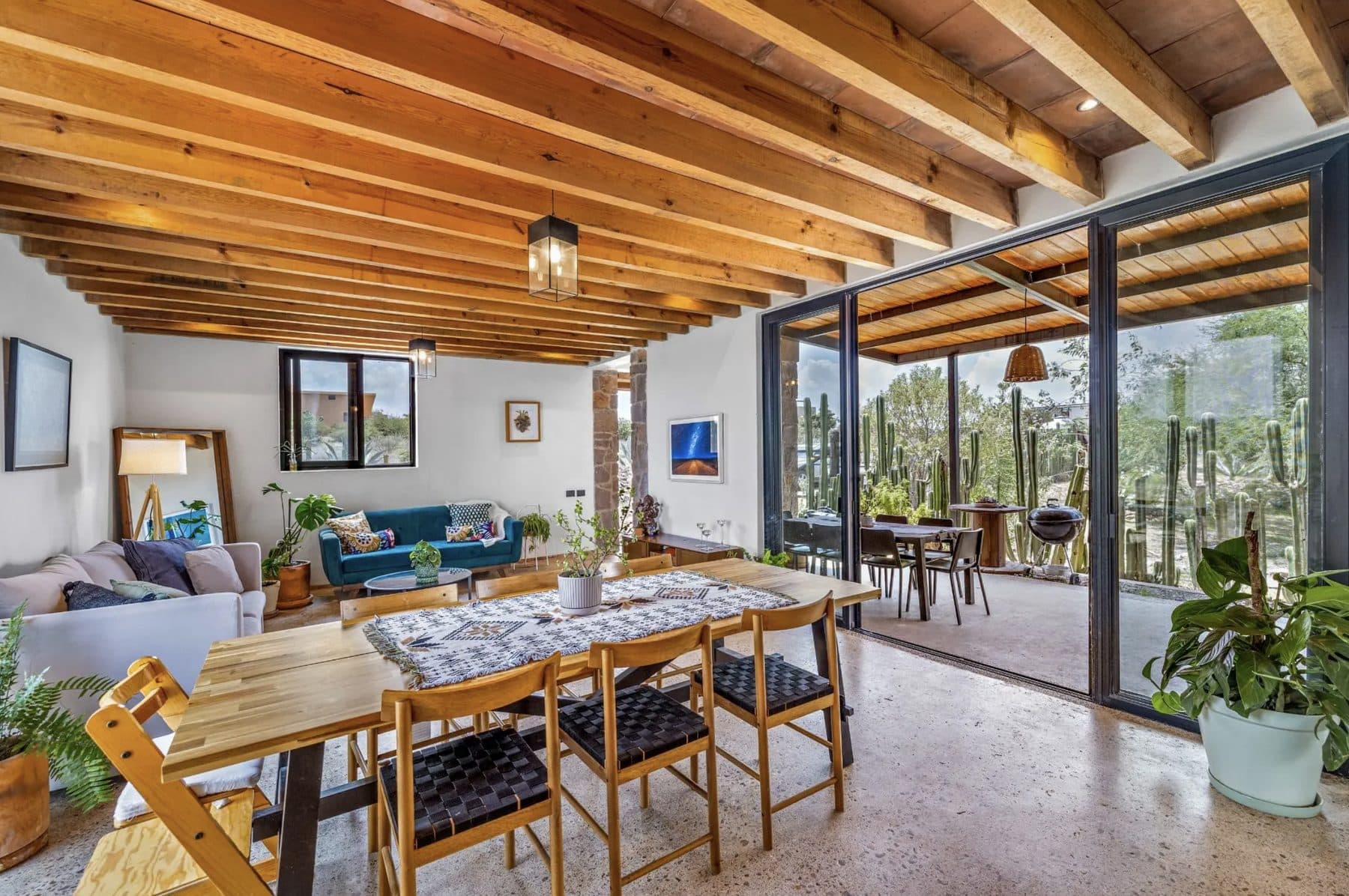 Country home interior opening onto the San Miguel landscape