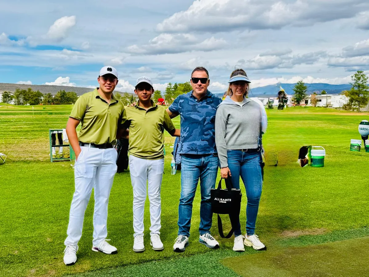 Golfers on a course near San Miguel de Allende with mountain views